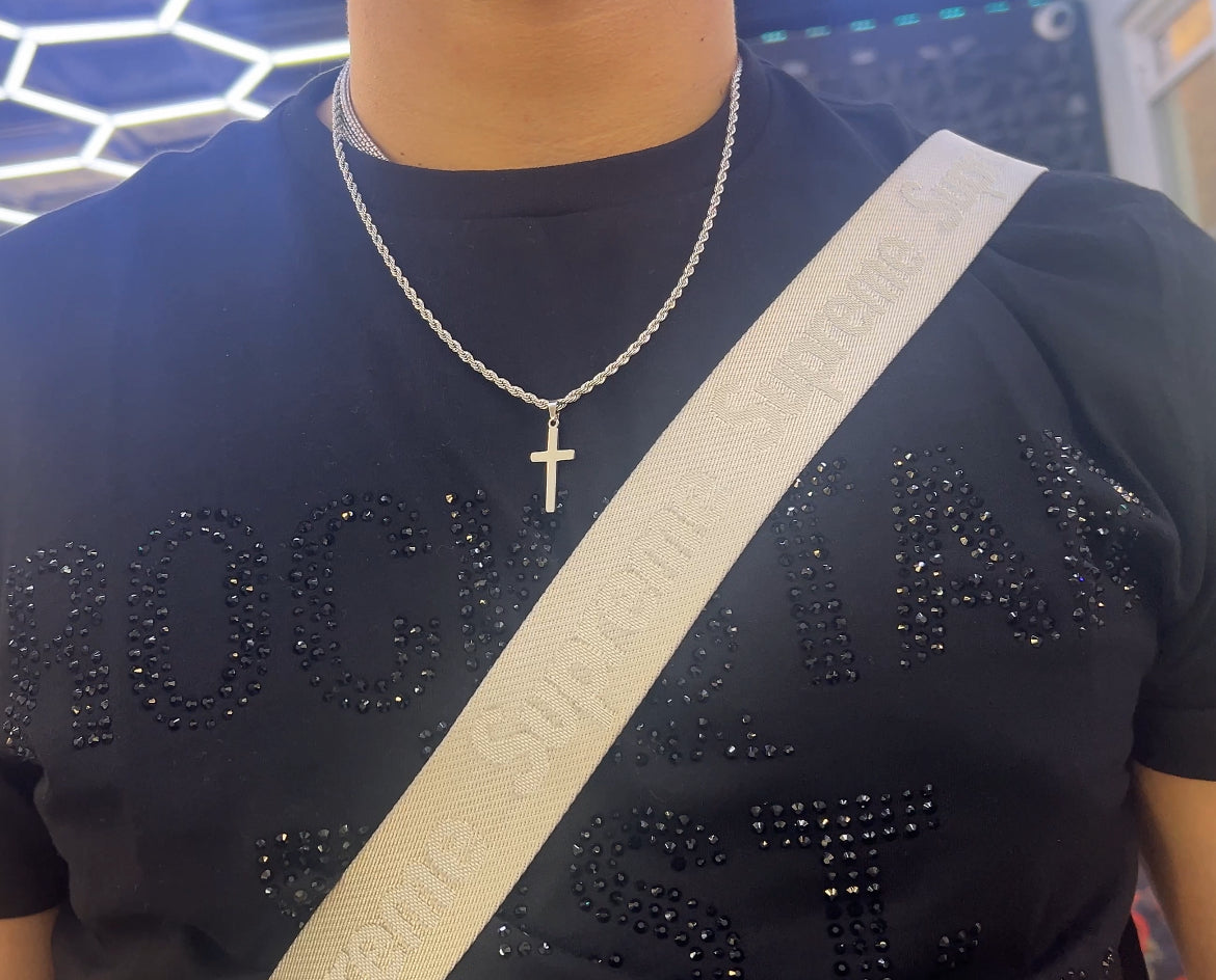 LNKS Silver Rope Chain with Cross